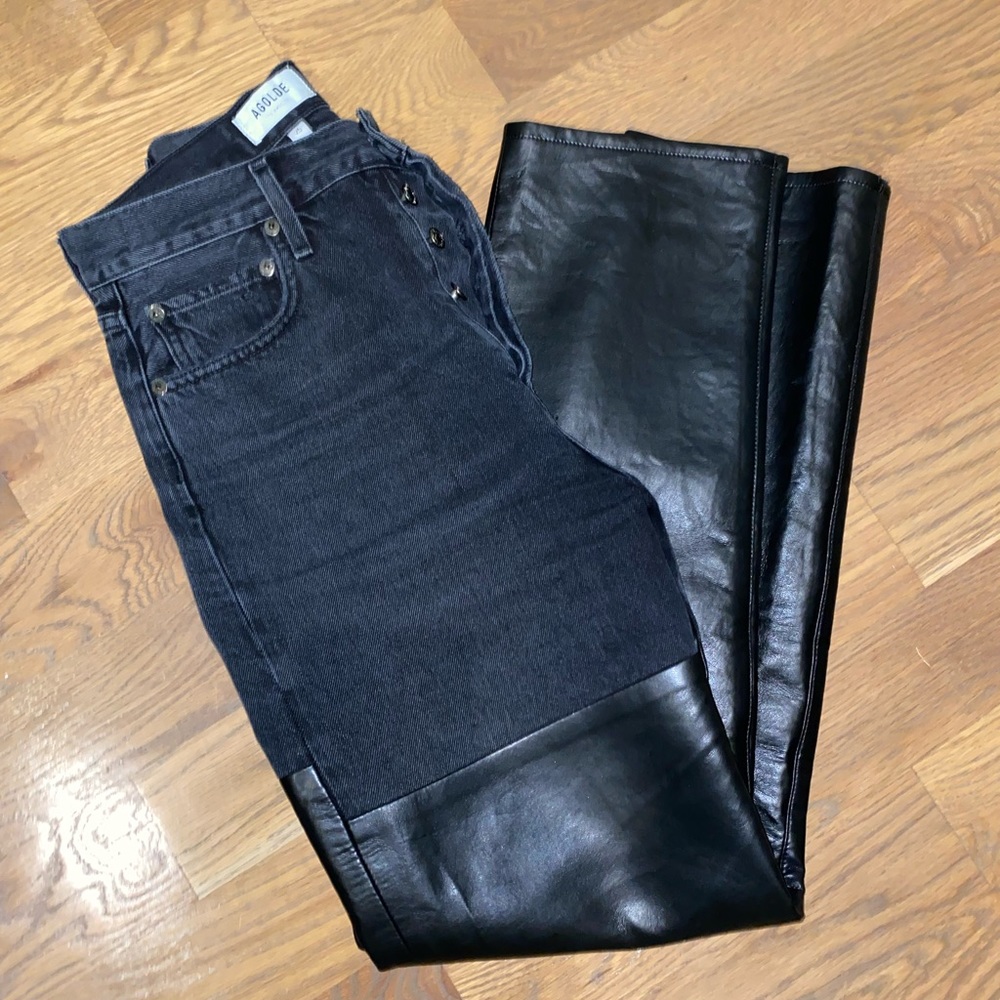 AGOLDE Pieced 90's Pinch Waist Jean in Howl & Detox Recycled Leather